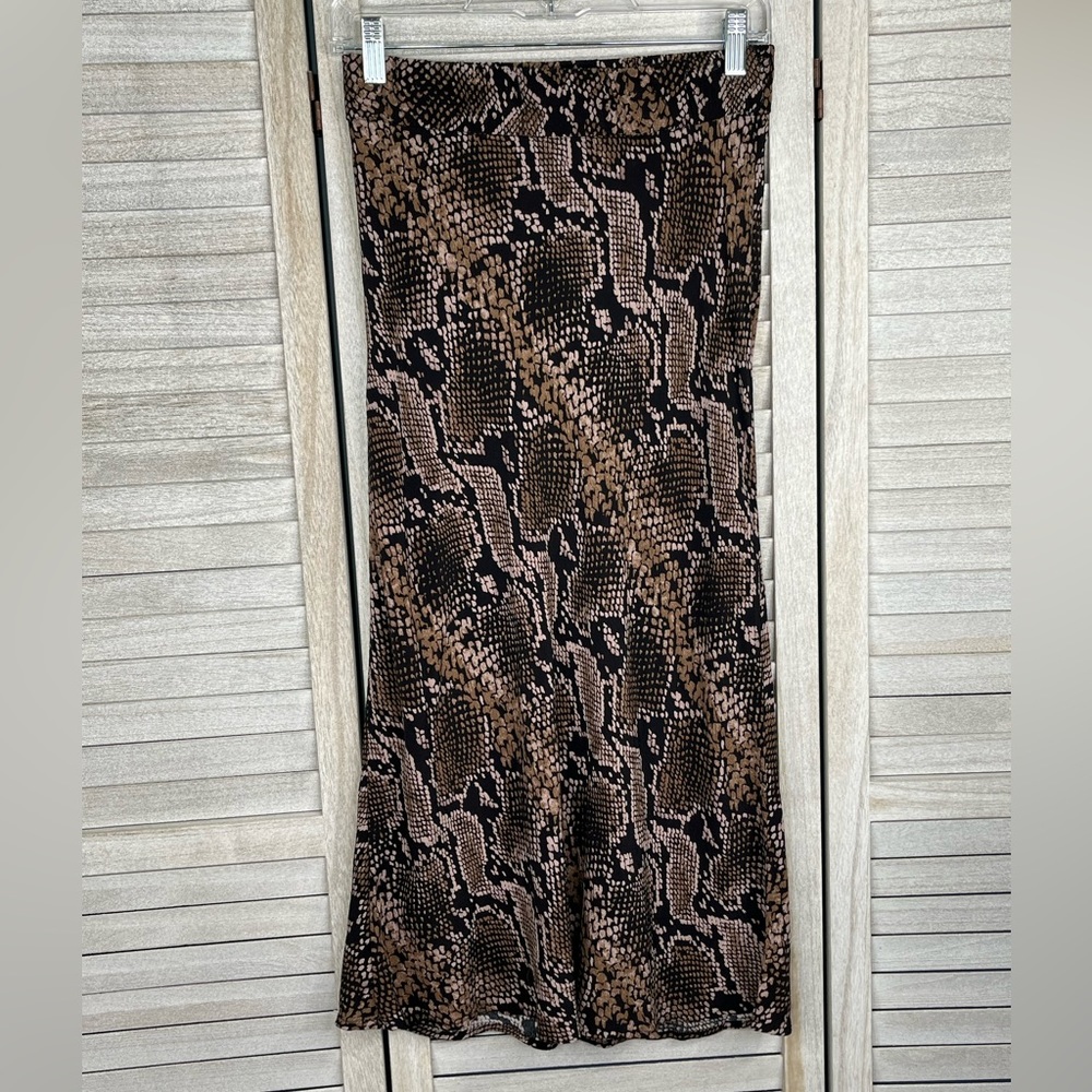 ZARA (TRF Collection) Snake Print Pull On Midi Skirt-Small